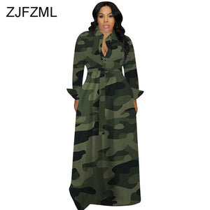 Camouflage Long Dresses Women