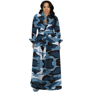 Camouflage Long Dresses Women