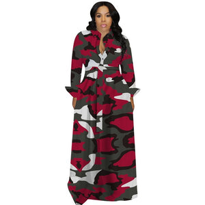 Camouflage Long Dresses Women