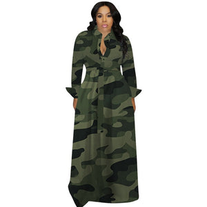 Camouflage Long Dresses Women