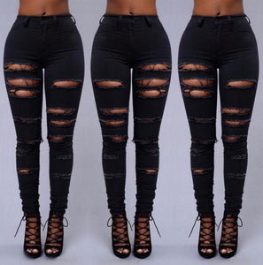 Faded Ripped Skinny Denim Jeans for Women