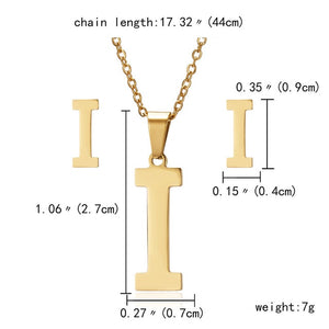 Goddess  Alphabet Pendants Necklaces and Earring Set