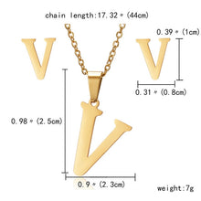 Load image into Gallery viewer, Goddess  Alphabet Pendants Necklaces and Earring Set
