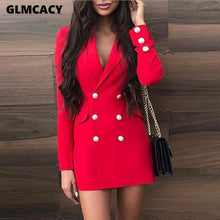 Load image into Gallery viewer, Goddess Double Breasted  Blazer Dress
