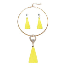 Load image into Gallery viewer, Tassel Jewelry Boho Pearl Chocker with  Crystal Drop Earrings
