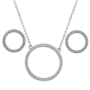 Cubic Zirconia Circle  Necklace and Earring