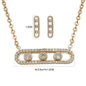 Cubic Zirconia Circle  Necklace and Earring