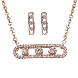 Cubic Zirconia Circle  Necklace and Earring