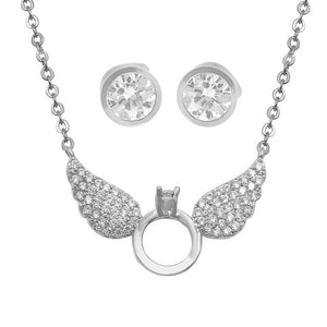 Cubic Zirconia Circle  Necklace and Earring