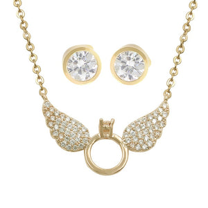 Cubic Zirconia Circle  Necklace and Earring