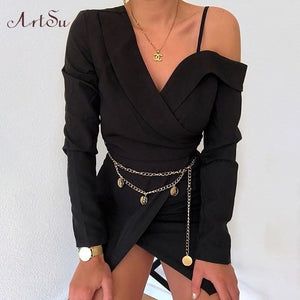 Cold Shoulder Sexy Blazer Dress