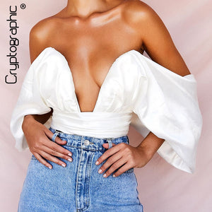 Goddess V-neck Off Shoulder Fashion Blouses