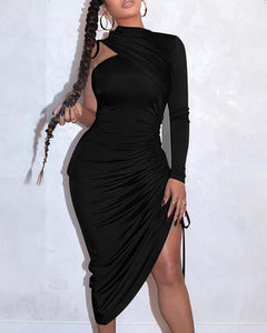 Crush on you  One Shoulder Drawstring  Dress