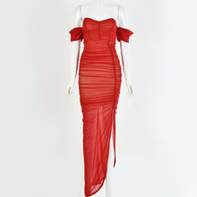 Load image into Gallery viewer, GBB Off Shoulder Ruched Maxi Dress
