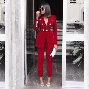 Luxury Velvet Crystal Diamond Buckle suit