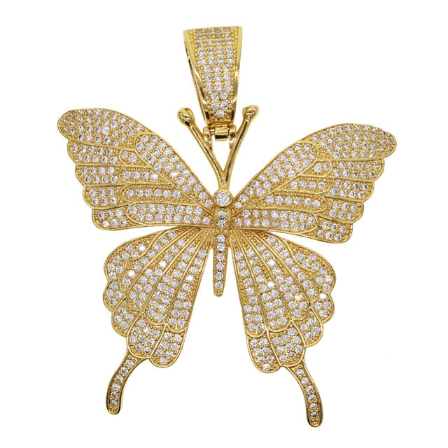 Cuban Link Butterfly Pendant Necklace