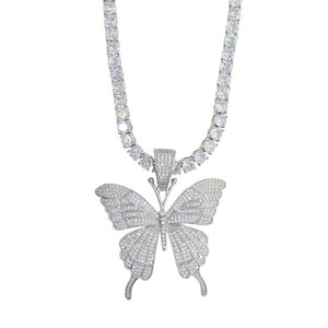 Cuban Link Butterfly Pendant Necklace