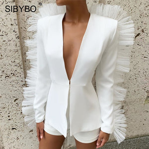 Embellished sleeve Blazer short set