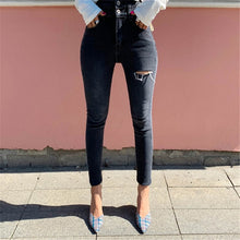 Load image into Gallery viewer, Women Ripped Trousers High Waist Slim Pencil Jeans
