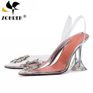 Goddess Crystal Clear Cup High Heel Shoes