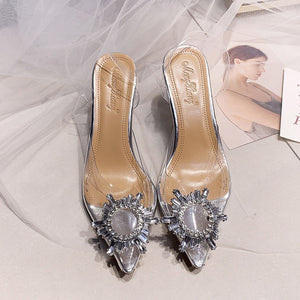 Goddess Crystal Clear Cup High Heel Shoes