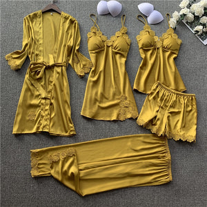 Goddess 5 Piece Satin Sleepwear Sets