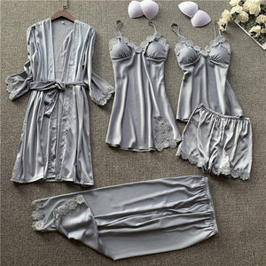 Goddess 5 Piece Satin Sleepwear Sets