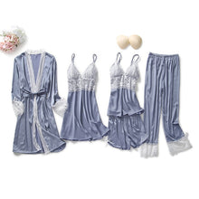 Load image into Gallery viewer, Goddess 5 Piece Satin Sleepwear Sets
