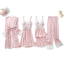 Load image into Gallery viewer, Goddess 5 Piece Satin Sleepwear Sets
