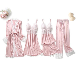 Goddess 5 Piece Satin Sleepwear Sets