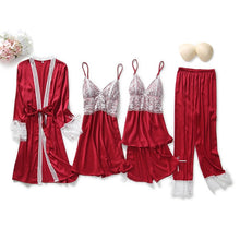 Load image into Gallery viewer, Goddess 5 Piece Satin Sleepwear Sets
