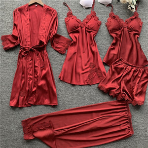 Goddess 5 Piece Satin Sleepwear Sets