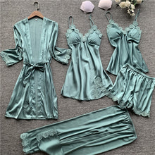 Load image into Gallery viewer, Goddess 5 Piece Satin Sleepwear Sets
