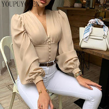 Load image into Gallery viewer, Elegant Lantern  Button Down Blouse
