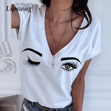 Load image into Gallery viewer, Women&#39;s Shirt Elegant V Neck Eyes Print
