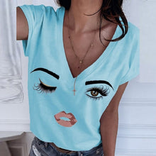 Load image into Gallery viewer, Women&#39;s Shirt Elegant V Neck Eyes Print
