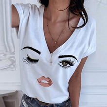 Load image into Gallery viewer, Women&#39;s Shirt Elegant V Neck Eyes Print
