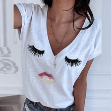 Load image into Gallery viewer, Women&#39;s Shirt Elegant V Neck Eyes Print
