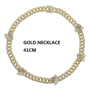 Goddess Drip cuban link Butterfly necklace