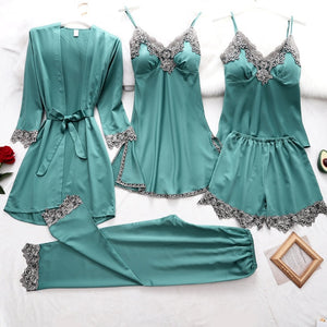 Goddess 5 Piece Satin Sleepwear Sets