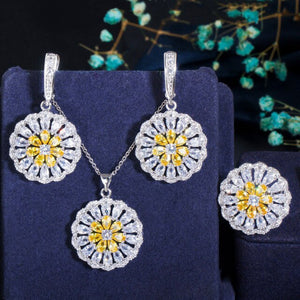 Cubic Zirconia Stone Earrings , Necklace and Ring