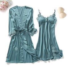 Load image into Gallery viewer, Satin Goddess Lace Nightwear Sets
