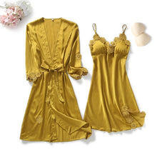 Load image into Gallery viewer, Satin Goddess Lace Nightwear Sets
