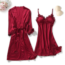 Load image into Gallery viewer, Satin Goddess Lace Nightwear Sets
