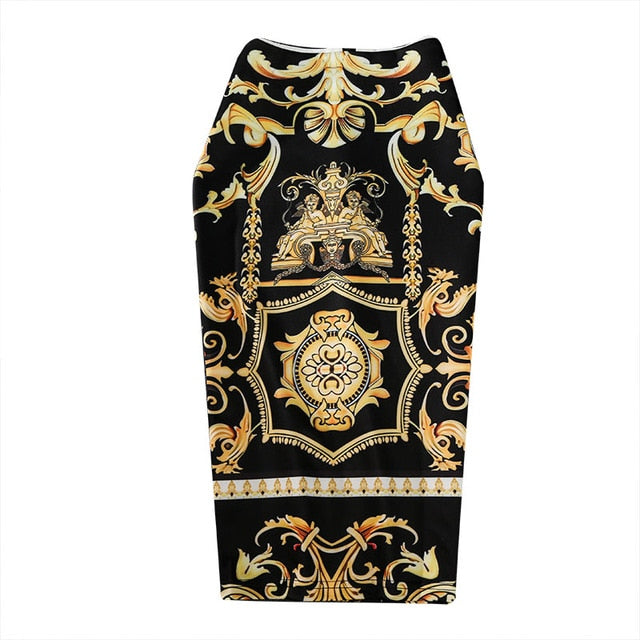 New-Coming European Autumn Print Pencil Skirt