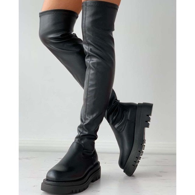 DORATASIA Brand Platform Thigh High Boots