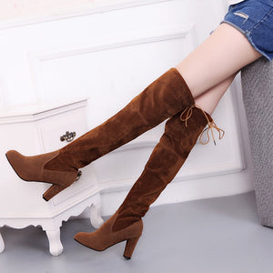 Faux Suede over the knee  boots