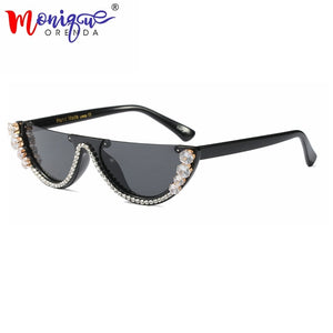 Goddess trendy half frame rimless cat eye sunglasses